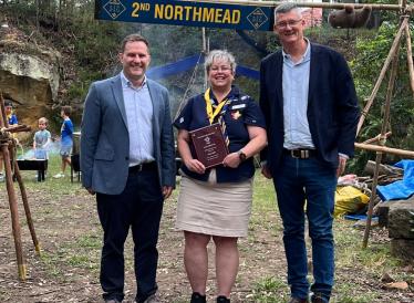 2nd Northmead Scouts Annual Report Presentation with Group Leader, Louise Gale and State Member for Winston Hills, Mark Taylor MP