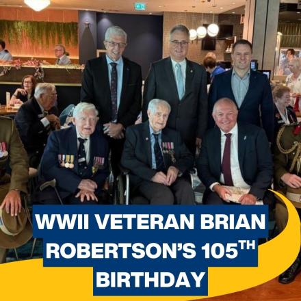 105th Birthday celebrations of WWII veteran Brian Robertson
